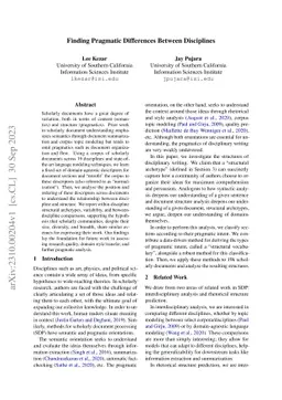 Finding Pragmatic Differences Between Disciplines