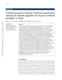 A hybrid quantum-classical conditional generative adversarial network
  algorithm for human-centered paradigm in cloud