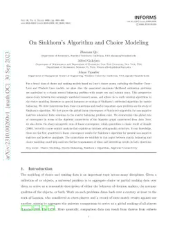 On Sinkhorn's Algorithm and Choice Modeling