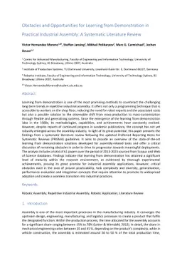 Obstacles and Opportunities for Learning from Demonstration in Practical
  Industrial Assembly: A Systematic Literature Review