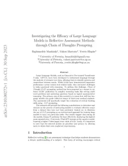 Investigating the Efficacy of Large Language Models in Reflective
  Assessment Methods through Chain of Thoughts Prompting
