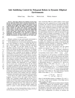 Safe Stabilizing Control for Polygonal Robots in Dynamic Elliptical
  Environments