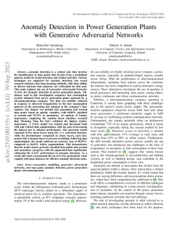Anomaly Detection in Power Generation Plants with Generative Adversarial
  Networks