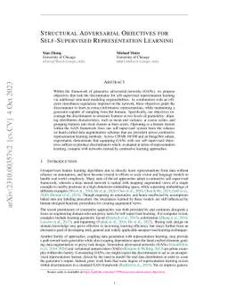 Structural Adversarial Objectives for Self-Supervised Representation
  Learning