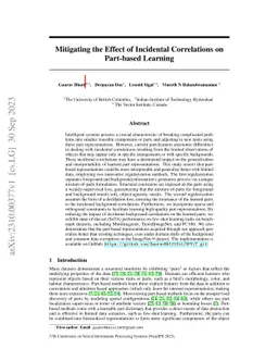 Mitigating the Effect of Incidental Correlations on Part-based Learning