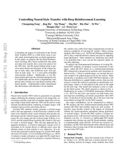 Controlling Neural Style Transfer with Deep Reinforcement Learning