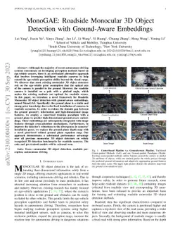MonoGAE: Roadside Monocular 3D Object Detection with Ground-Aware
  Embeddings
