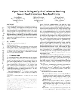 Open-Domain Dialogue Quality Evaluation: Deriving Nugget-level Scores
  from Turn-level Scores