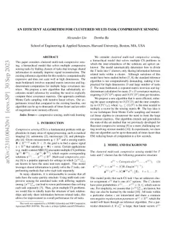An Efficient Algorithm for Clustered Multi-Task Compressive Sensing