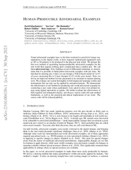 Human-Producible Adversarial Examples