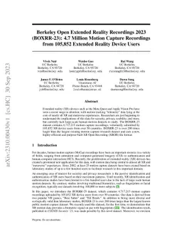 Berkeley Open Extended Reality Recordings 2023 (BOXRR-23): 4.7 Million
  Motion Capture Recordings from 105,852 Extended Reality Device Users