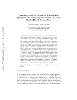 Question-Answering Model for Schizophrenia Symptoms and Their Impact on
  Daily Life using Mental Health Forums Data
