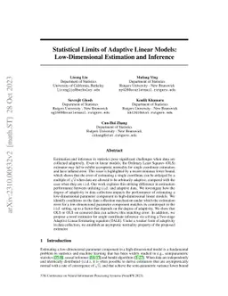 Statistical Limits of Adaptive Linear Models: Low-Dimensional Estimation
  and Inference