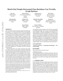 Watch Out! Simple Horizontal Class Backdoor Can Trivially Evade Defense