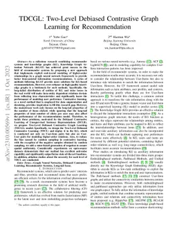 TDCGL: Two-Level Debiased Contrastive Graph Learning for Recommendation