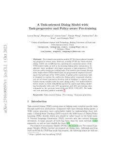 A Task-oriented Dialog Model with Task-progressive and Policy-aware
  Pre-training