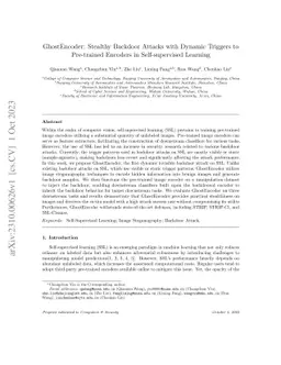 GhostEncoder: Stealthy Backdoor Attacks with Dynamic Triggers to
  Pre-trained Encoders in Self-supervised Learning