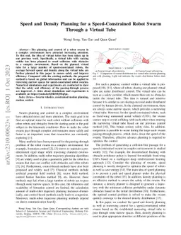 Speed and Density Planning for a Speed-Constrained Robot Swarm Through a
  Virtual Tube