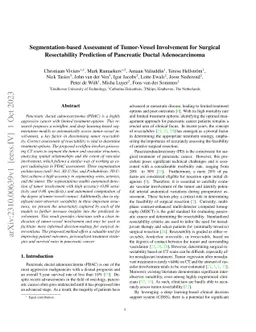 Segmentation-based Assessment of Tumor-Vessel Involvement for Surgical
  Resectability Prediction of Pancreatic Ductal Adenocarcinoma