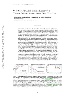 Win-Win: Training High-Resolution Vision Transformers from Two Windows