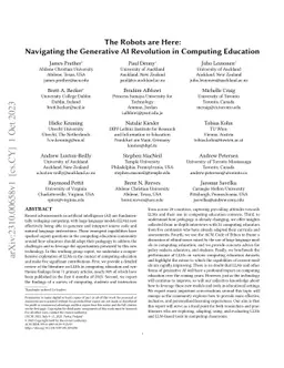 The Robots are Here: Navigating the Generative AI Revolution in
  Computing Education
