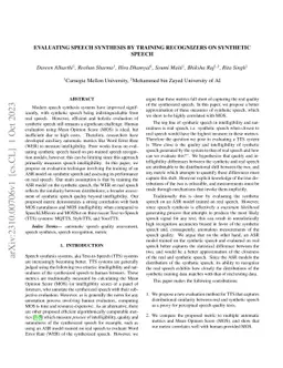 Evaluating Speech Synthesis by Training Recognizers on Synthetic Speech