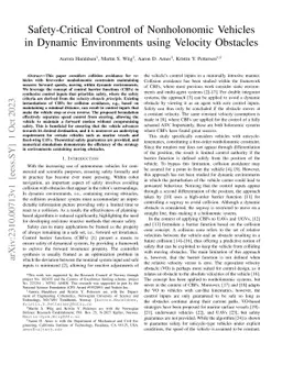 Safety-Critical Control of Nonholonomic Vehicles in Dynamic Environments
  using Velocity Obstacles