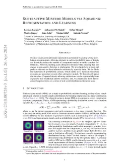 Subtractive Mixture Models via Squaring: Representation and Learning