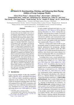 RoleLLM: Benchmarking, Eliciting, and Enhancing Role-Playing Abilities
  of Large Language Models