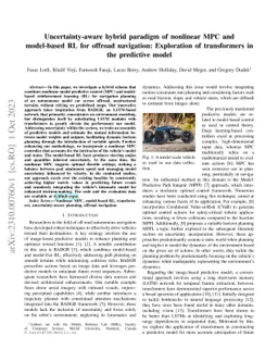 Uncertainty-aware hybrid paradigm of nonlinear MPC and model-based RL
  for offroad navigation: Exploration of transformers in the predictive model