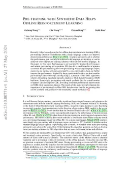 Pre-training with Synthetic Data Helps Offline Reinforcement Learning