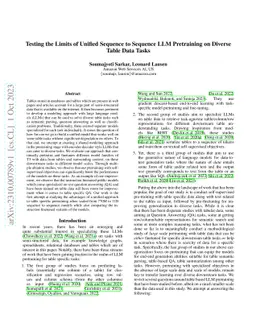 Testing the Limits of Unified Sequence to Sequence LLM Pretraining on
  Diverse Table Data Tasks