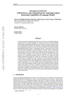 Towards LogiGLUE: A Brief Survey and A Benchmark for Analyzing Logical
  Reasoning Capabilities of Language Models