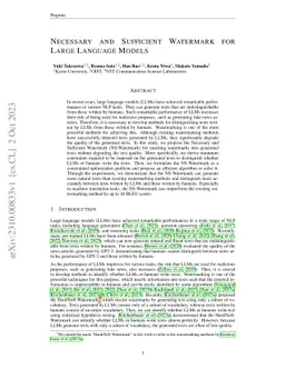 Necessary and Sufficient Watermark for Large Language Models