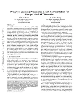 Prov2vec: Learning Provenance Graph Representation for Unsupervised APT
  Detection