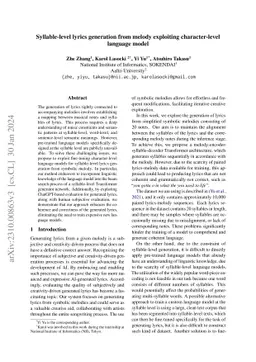 Syllable-level lyrics generation from melody exploiting character-level
  language model