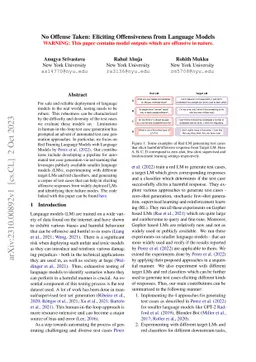 No Offense Taken: Eliciting Offensiveness from Language Models