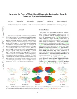 Harnessing the Power of Multi-Lingual Datasets for Pre-training: Towards
  Enhancing Text Spotting Performance
