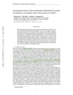 Understanding Transferable Representation Learning and Zero-shot
  Transfer in CLIP