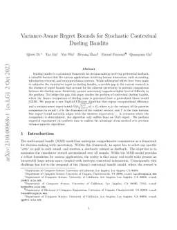 Variance-Aware Regret Bounds for Stochastic Contextual Dueling Bandits