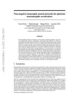 Non-negative isomorphic neural networks for photonic neuromorphic
  accelerators