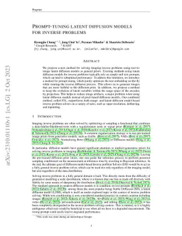 Prompt-tuning latent diffusion models for inverse problems