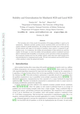 Minibatch and Local SGD: Algorithmic Stability and Linear Speedup in Generalization