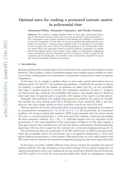 Optimal rates for ranking a permuted isotonic matrix in polynomial time