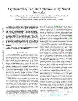Cryptocurrency Portfolio Optimization by Neural Networks