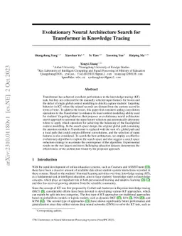 Evolutionary Neural Architecture Search for Transformer in Knowledge
  Tracing
