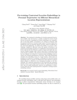 Pre-training Contextual Location Embeddings in Personal Trajectories via
  Efficient Hierarchical Location Representations