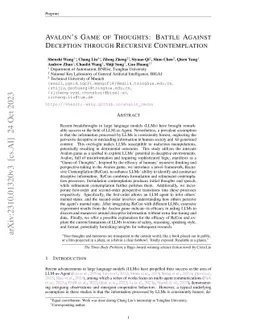 Avalon's Game of Thoughts: Battle Against Deception through Recursive
  Contemplation