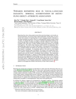 Towards reporting bias in visual-language datasets: bimodal augmentation
  by decoupling object-attribute association