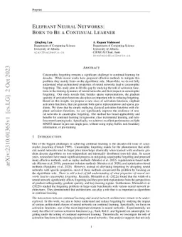 Elephant Neural Networks: Born to Be a Continual Learner